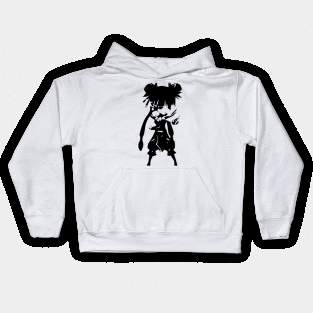 Kung Fu Girl minimal silhouette white Kids Hoodie